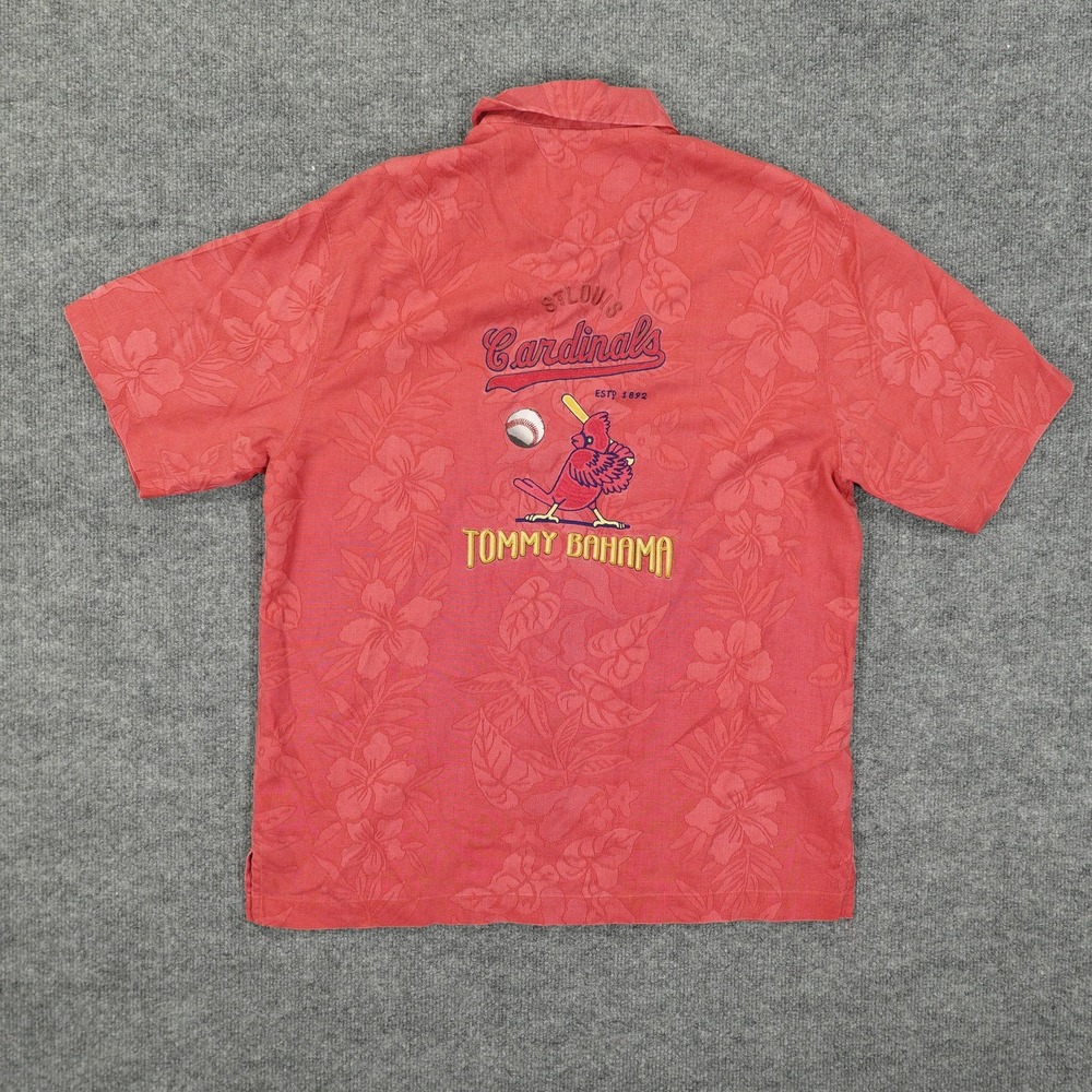 St. Louis Cardinals Shirt Mens Small Red MLB Baseball Silk Tommy Bahama Hawaiian
